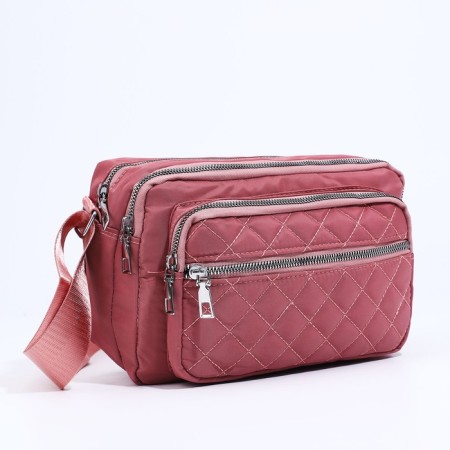 Cross-Bodi Bag with zipper, external pocket, pink color