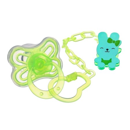 Nipple set - a dummy with a holder, SL, KL +6 months, with a cap "Butterfly", green-1