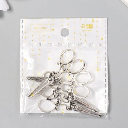 Decor Metal for creativity "Openland scissors" silver (A9361) 3.6x2.5 cm-5