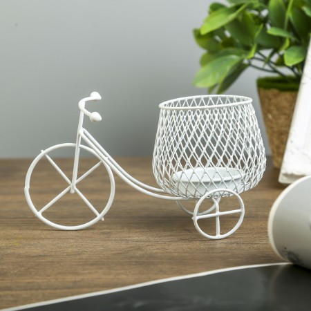 Summary Metal 1 Candle "Bicycle" White 8.5x15x8 cm-1