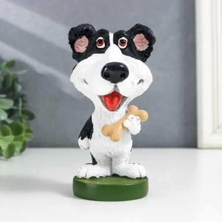 Souvenir Polystone stand for glasses "Pyosik with a bone" 13.5x8x7.5 cm-1