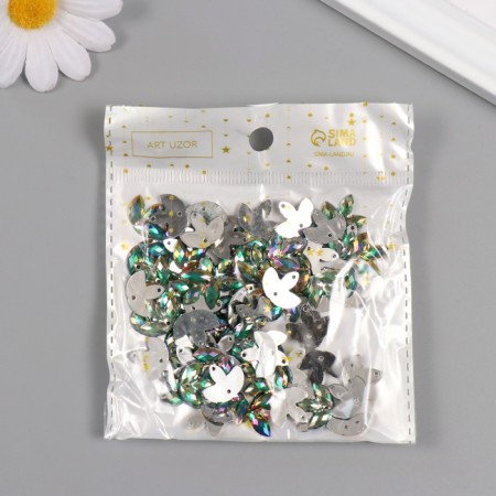 Decor for creativity plastic 2 punctures "Straza Trilist. Laguna" set 80 pcs 0.5x1 cm-3