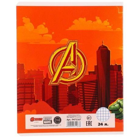 Notebook in a cage 24 sheets, 5 types of mix, cover coated paper, Avengers-11