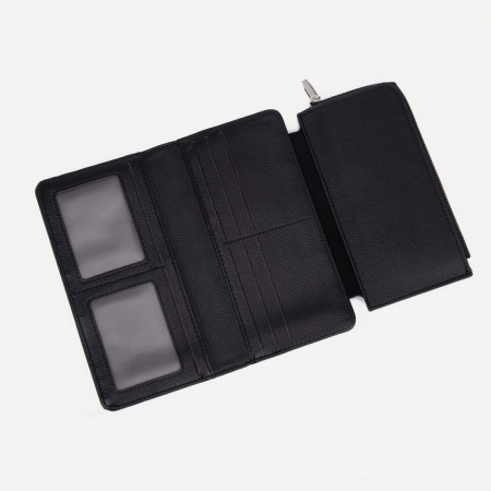 Women's wallet on the button, black color-3