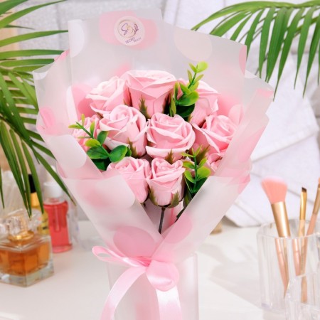 A premium bouquet of pink soap roses, 11 pcs-6