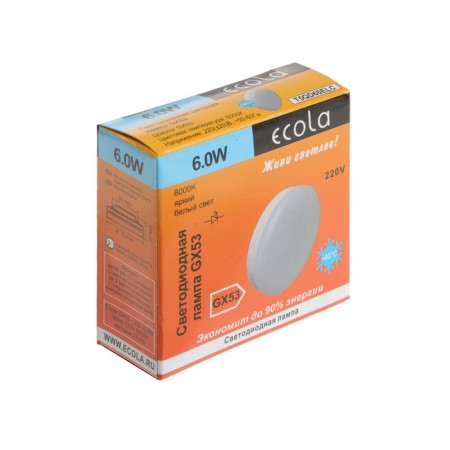 LED LED ECOLA Tablet, GX53, 6 W, 6000 K, 220 V, 27x75 mm, matte glass-5
