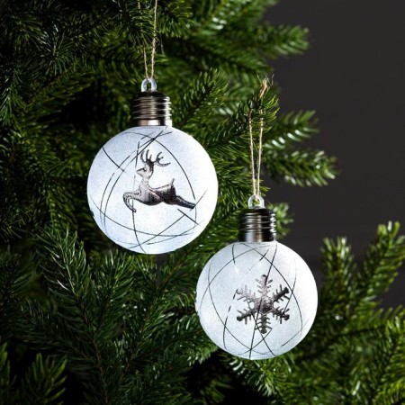 A set of Christmas balls "Silver threads" 2 pcs., Batteries, 1 LED, glow white glow