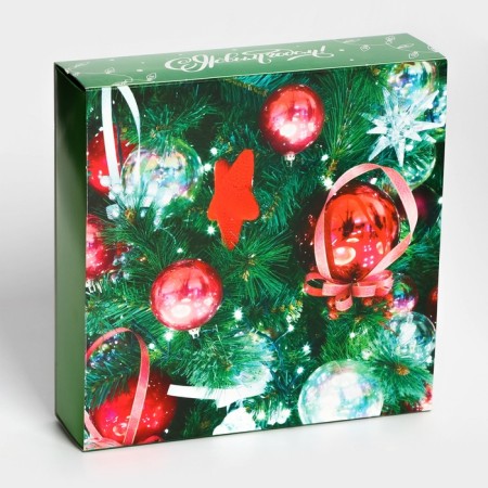 New Year. Box for 9 sweets "Christmas toys", 13.8 x 13.8 x 3.8, confectionery packaging-2