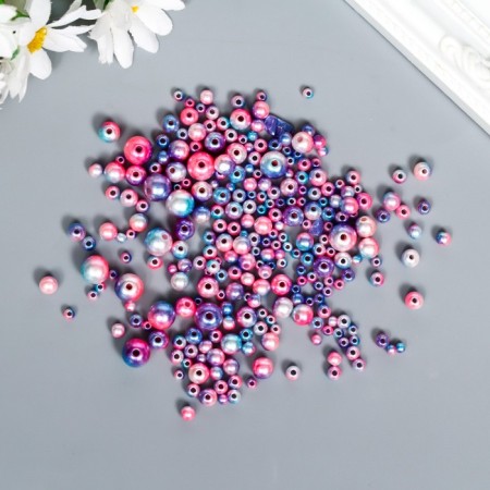 Beads for creativity plastic "Round. Gradient. Rusal-blue mermaid" d = 3-8mm, nr 10 g 74595