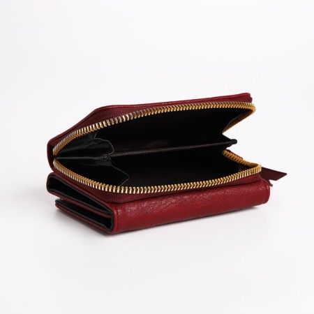 Women's wallet on the button, burgundy color-5