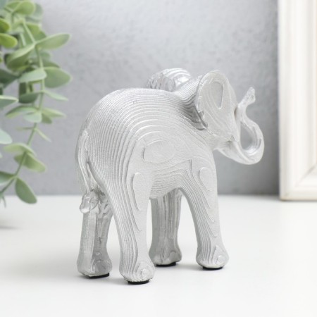 Souvenir Polystone "Silver Elephant, Pattern" 12x5x10 cm-2