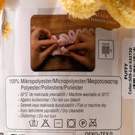 Yarn "Puffy" 100 % micropoliester 9m/100g (509 melon)-3