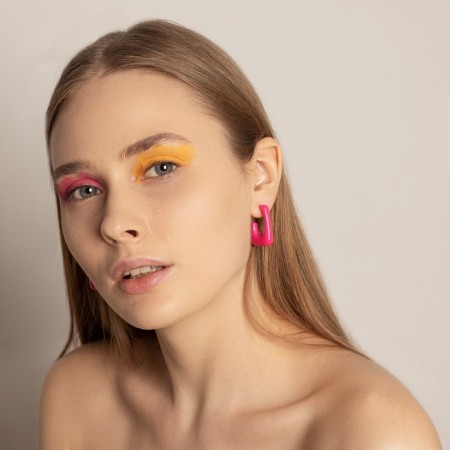 Acryl Earrings "Trend" frame, color bright raspberry-3