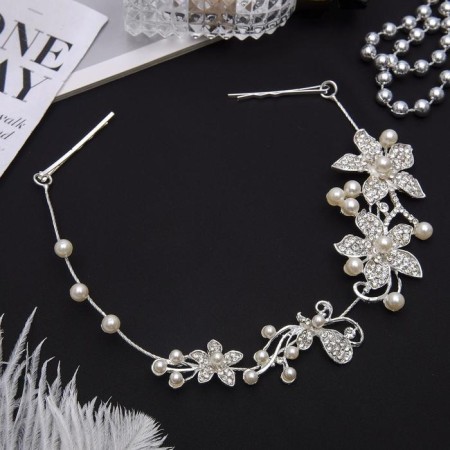 Hair accessory "Flowers with pearls" 26.5x4.3 cm
