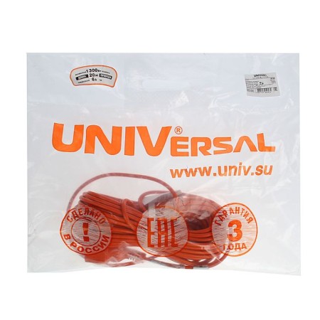 Удлинитель в бухте UNIVersal УШ-6, 20 м, 6 А, ПВС 2x0.75, IP-54-2