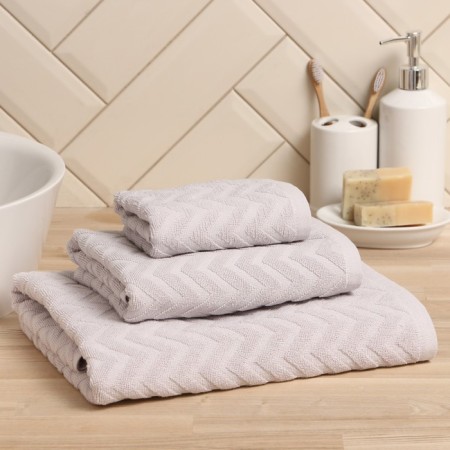 Tenle Lovelife Zig-Zag towel, 50x90 cm, dust-lavender color, 100% HL, 450 g/m2