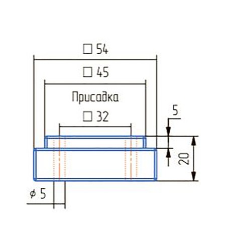 Square support, h = 20 mm, matte chromium color-2