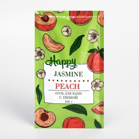 Bath salt with foam "Happy", peach and jasmine, 100 g-1