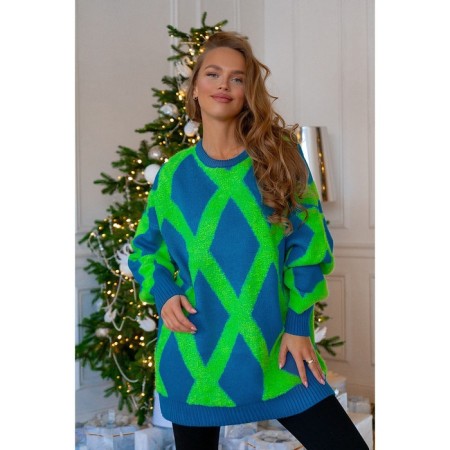 Female jumper, size 42-48, blue, green color-1