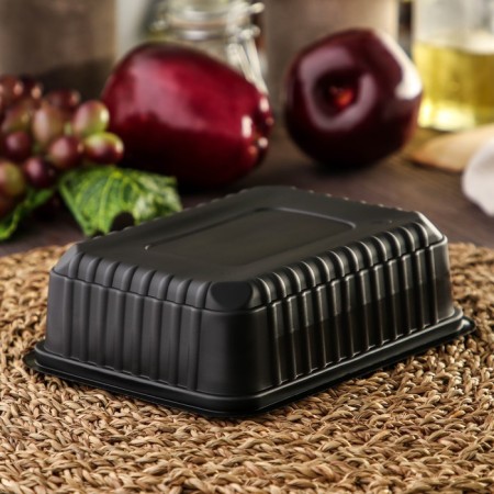 Container Plastic disposable "Yuzhuralpak", KR-179, 750 GR, 17.9 × 13.2 × 5 cm, black color-1