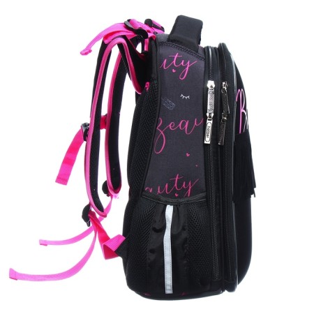 Frame backpack 38 x 29 x 17 cm, Hatber Ergonomic Classic "Beauty" Black/Pink NRK85011-3