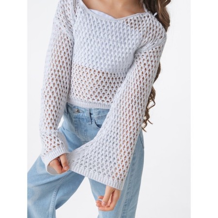 Sweater Children's Amarobaby Lattice, height 146 cm, white color-9