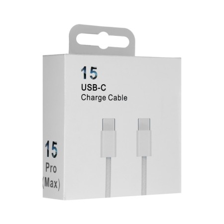 Type-C cable-Type-C, 3 A, 60 W, 1 m, data transfer, braid fabric, white-4