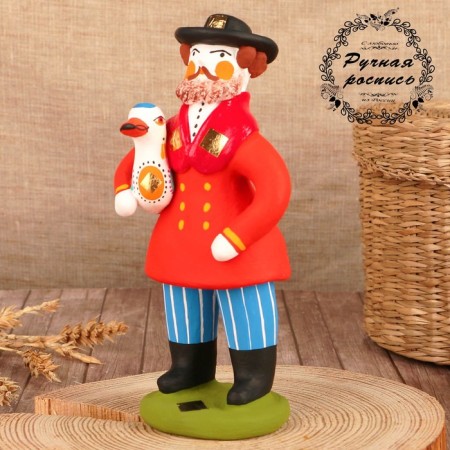 Dymkovo toy "Old Man with Gusem"
