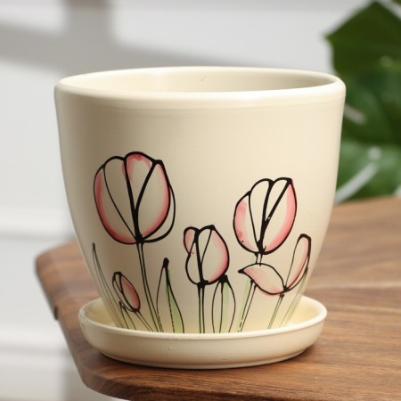 Flower pot "Tulip" pink, 2.4 liters