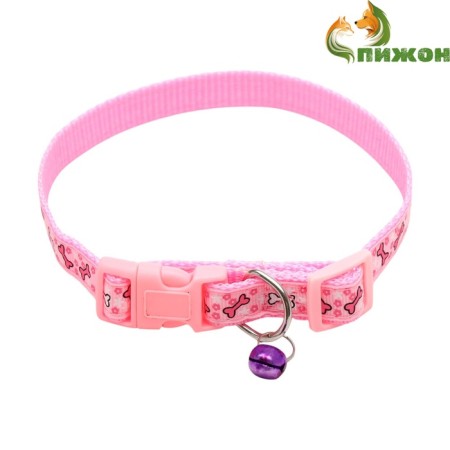 Nylon “Star Bones” collar, 36 x 1.5 cm, pink