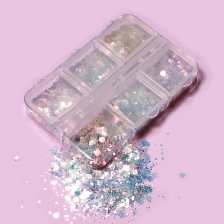 Sequins for decor, 6 cells, multi -sized, multi -colored-3