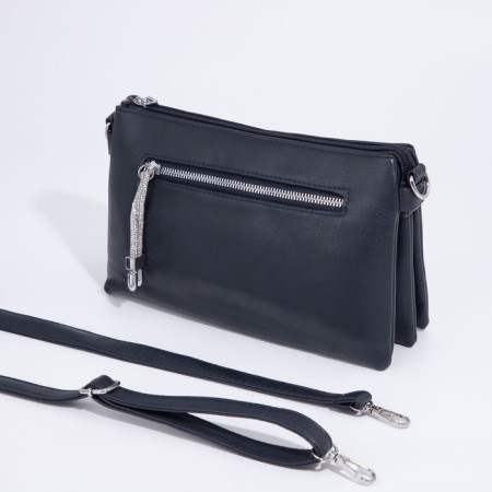 Bag Cross-Bodi with a zipper, blue color-3