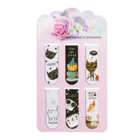 A set of magnetic bookmark for books Calligrata 6 pieces, "cats", mix-4