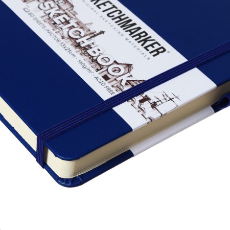 Sketchmarker sketchbook, 130 x 210 mm, 80 sheets, solid cover of artificial leather, blue, block 140 g/m2-4