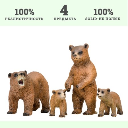 Набор фигурок «Мир диких животных: семья медведей», 4 предмета-6