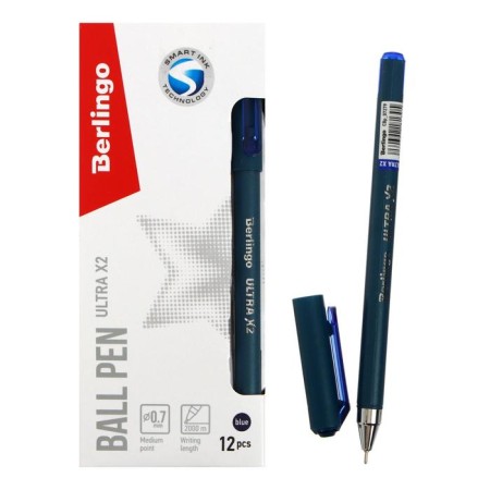 Ballpoint handle Berlingo Ultra X2, 0.7 mm, needle rod, blue