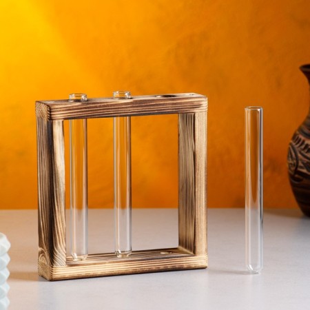 Kashpo wooden 15 × 4 × 15 cm with 3 flasks "Mini frame", firing we give beautifully-4