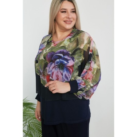 Female blouse, size 74, dark blue color-5