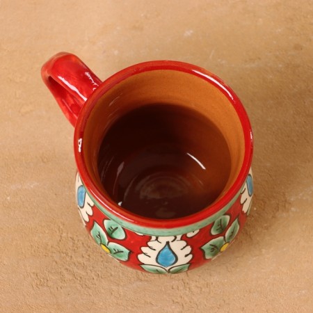 Mug of Rishtan ceramics "Flowers", 330 ml, red-3