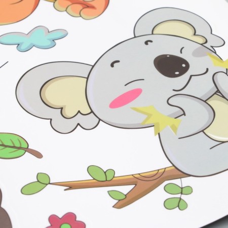 Sticker plastic interior color Rostomer "Beasts on a tree" set 2 sheets 45x30 cm-2