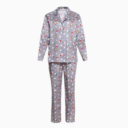 Pajama New Year's Women's kaftan bunny, gray color, size 40-42-13
