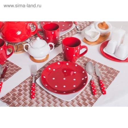 Mug of Dolyana "Red Peas", 360 ml, red color-4