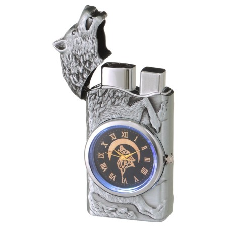 Gas lighter with a clock "Wolf", piezo, flame adjustment, 7.8 x 3.7 x 1.2 cm-2