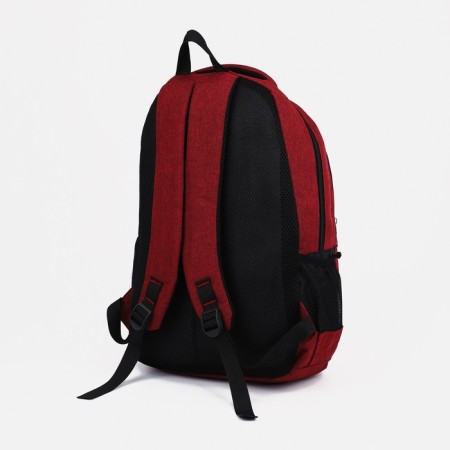 A backpack with a zipper, 2 external pockets, burgundy color-3