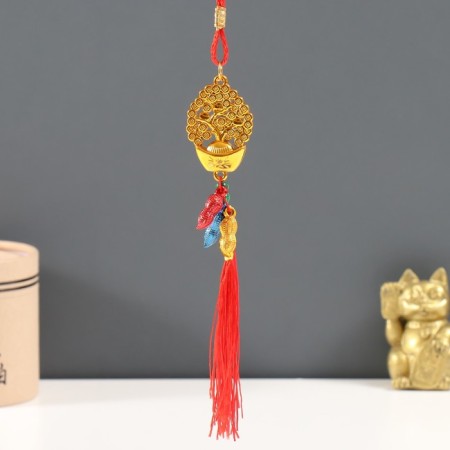 Plastic suspension, textiles "Cash tree on an ingot of iambic with peanuts" 25 cm-2