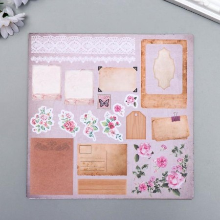 Scrapbooking paper 15x15 cm "Vintage", bilateral, 12 sheets, 12 designs, 180 g/m2-3