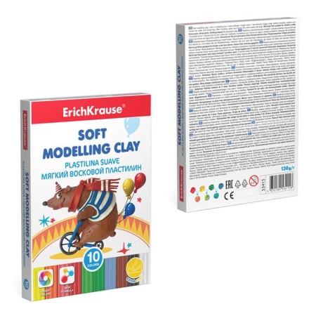 Soft plasticine (wax), 10 colors, 130 g, Erich Krause, with a stack-4