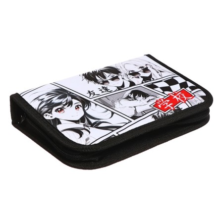 Penal 3 sections, tab inside, 140 x 210 x 40 mm, fabric, calligrata top block "Anime"-2