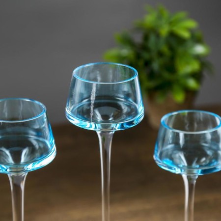 Glass candlestick set 3 pcs "Indigo" height 26cm, 23 cm, 20 cm blue-2