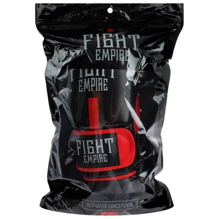 Boxing competitive gloves Fight Empire, black-red, size 10 oz-1
